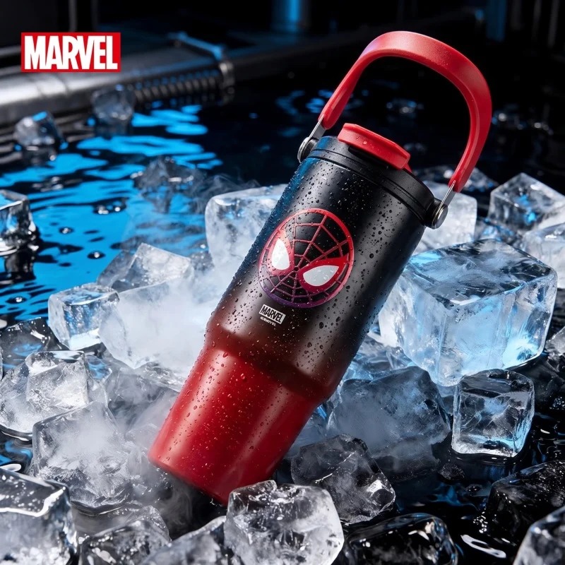 Disney Spider Man Straw Cup Large Capacity Insulated Cooling Cup Couple Double Drinking Cup Big Mac Car Cup 900ml