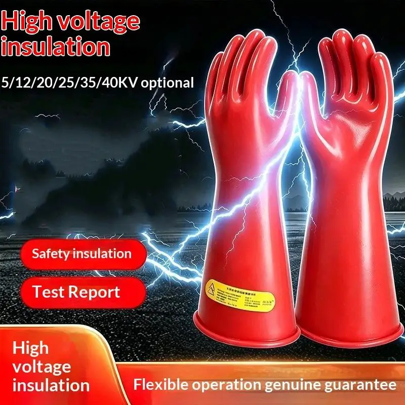 10/12kv Anti-electricity Protect Rubber Gloves Professional High Voltage Electrical Insulating Gloves Electrician Safety Work
