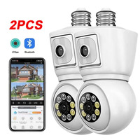 ICSEE 6MP E27 Bulb WiFi IP Camera Dual Lens Dual Screen Two Way Audio Auto Tracking Color Night Vision 4MP Surveillance Cameras