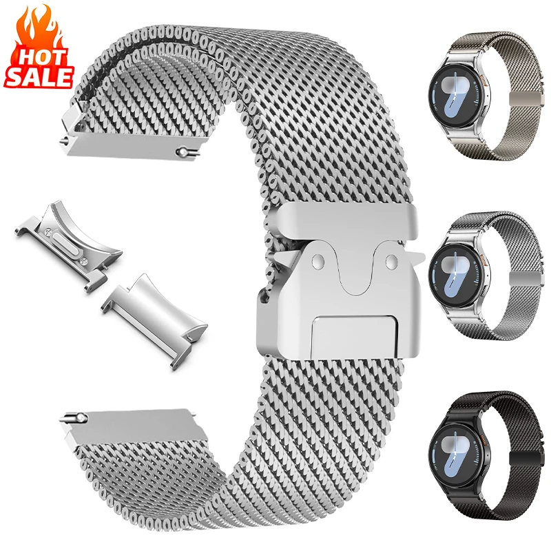 No Gaps Milanese Loop Strap for Samsung Galaxy Watch 7 6 5 4 40/44mm Metal Parachute Band for Watch 6 Classic 47mm 5Pro Bracelet