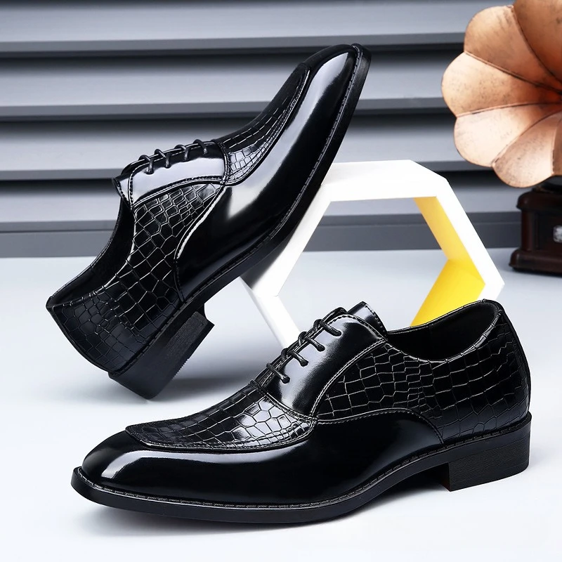 

Fashion Men Oxford Shoes Luxury Crocodile Pattern Leather Shoes Lace-up Casual Business Wedding Party Shoes Business Formal Shoe