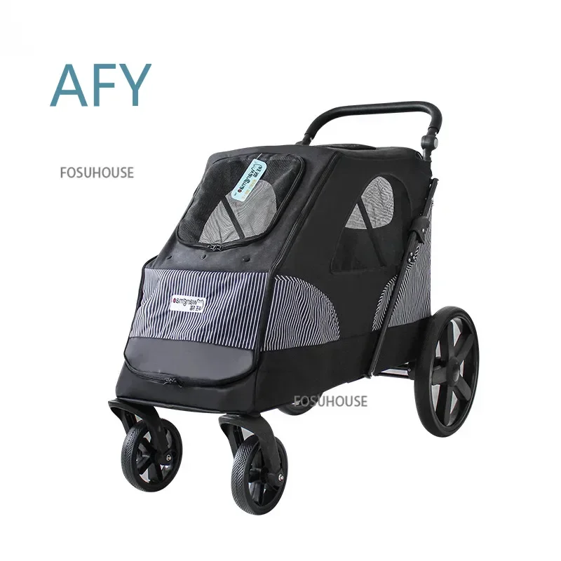 Modern Pet Stroller for Easy Fold Big Space Go Out Dog Stroller with Rear Brake System for Large Dogs Household Pet Products