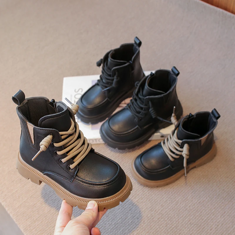 

2025 Autumn Winter New Children Casual Short Boots for Girls Fashion British Style Soft Bottom Anti-slippery Versatile Chic Shoe