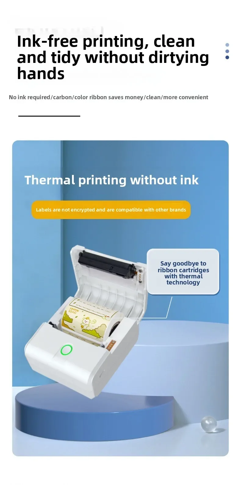 Printer Large Size Multifunctional Bluetooth Portable Handheld Thermal Sensor