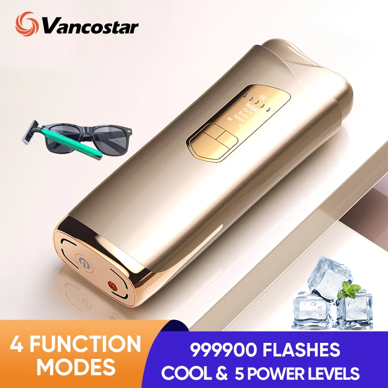 Vancostar Cool Laser Hair Removal for Women Men 999999 Flash 4 Function Mode Bikini Trimmer Permanent IPL Epilator Free Shipping