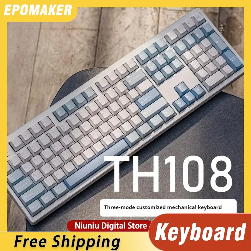 

EPOMAKER TH108 Mechanical Keyboard Three Mode RGB Customized Wireless Keyboard Hot Plug for Office Gaming Esports Gasket Simple