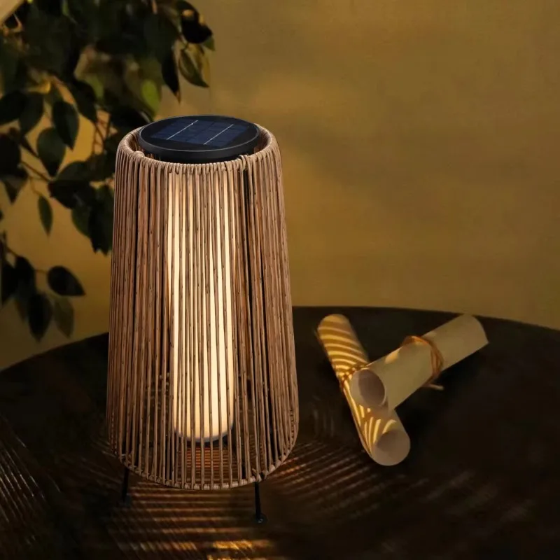 Solar Rattan Garden Light Outdoor Garden Deck Lighting Emitting Diode Solar Backyard Light Lantern Light Emitting Diode