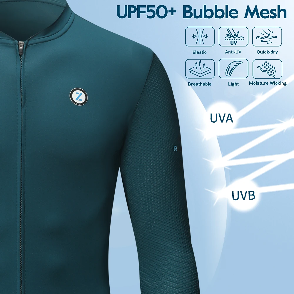 ZRSE Men's Cycling Jersey with Long Sleeve UPF 50+ Anti-UV Slim Fit Breathable Cycling Maillot Quick Dry MTB Road Cycling Shirt