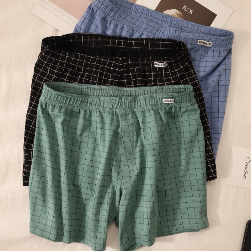 Men's Boxer Briefs 3-Pack - 95% Polyester 5% Spandex Colorful Grid Pattern, Ultra Lightweight & Quick-Dry