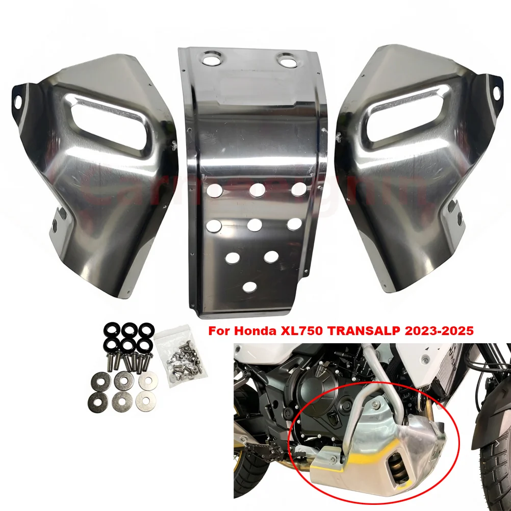 23-25 for Honda XL750 TRANSALP Motorcycle Engine Guard Cover Crash Protector Skid Plate Bottom Shield Silver Black
