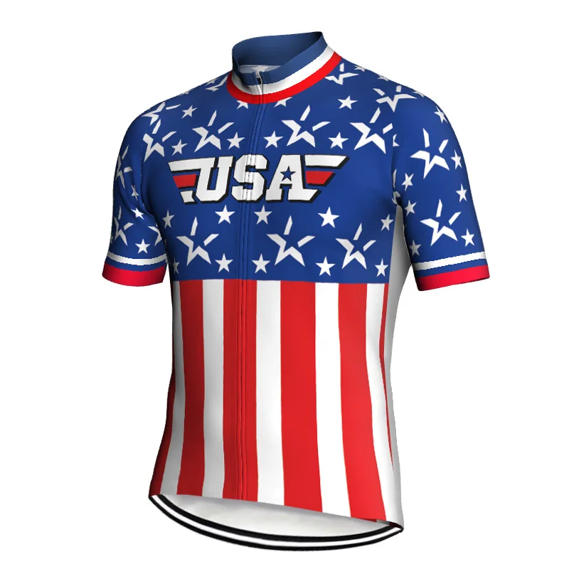 

Summer Bicycle Racing Sports Wear, Cycling Shorts, USA Jersey Design, Bike Jacket, MTB Road Ride, Bicycle Top, America Flag