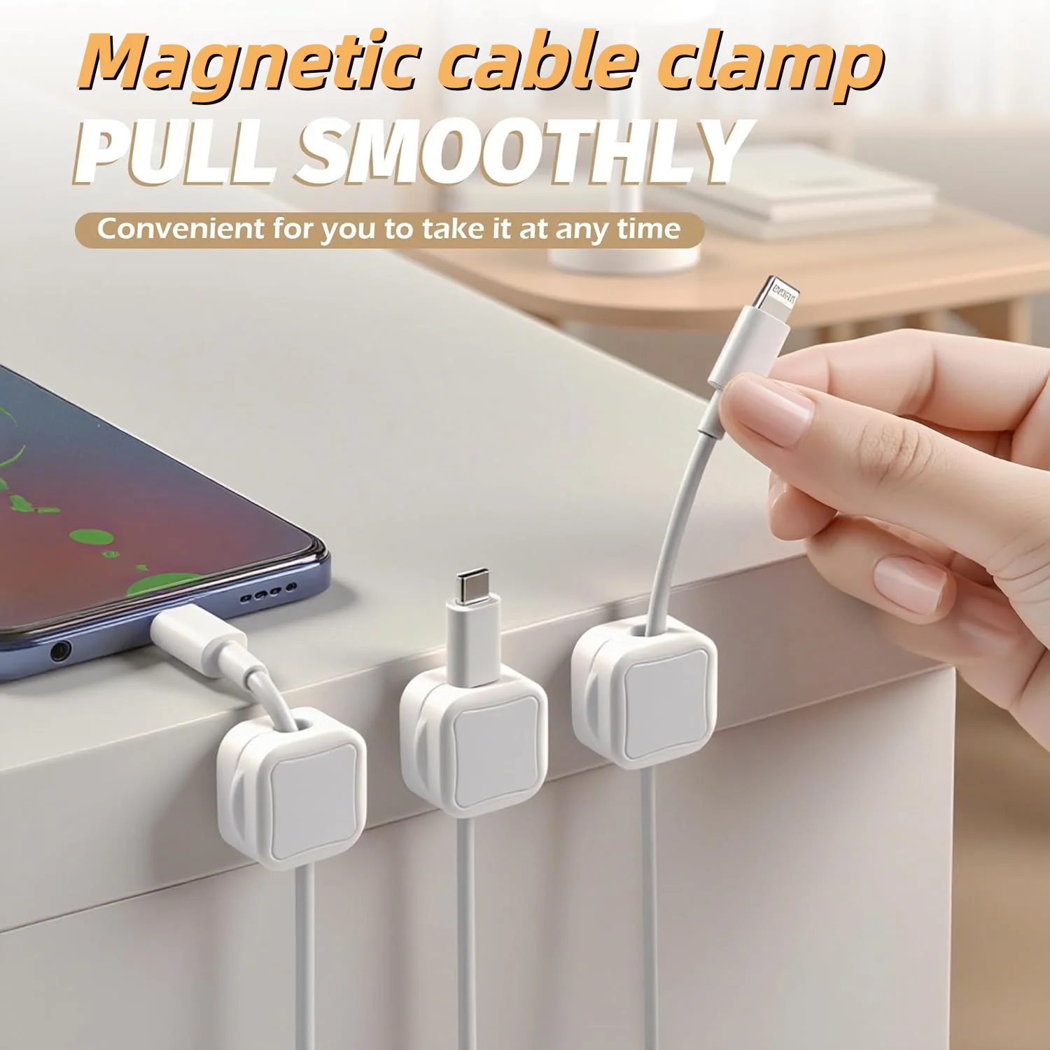 Magnetic cable clamp, desktop cable management bracket cable rack, suitable for bedside tables, homes, desks, cars, walls