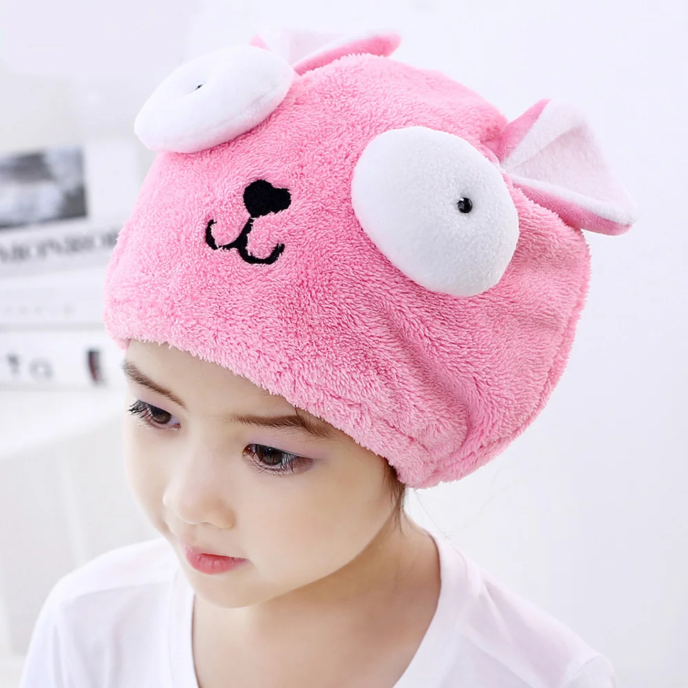 Cute Bath Towel Hair Dry Hat Shower Cap Strong Absorbing Drying Long - Velvet Ultra -Soft Children 's Special Dry Hair Cap Towel