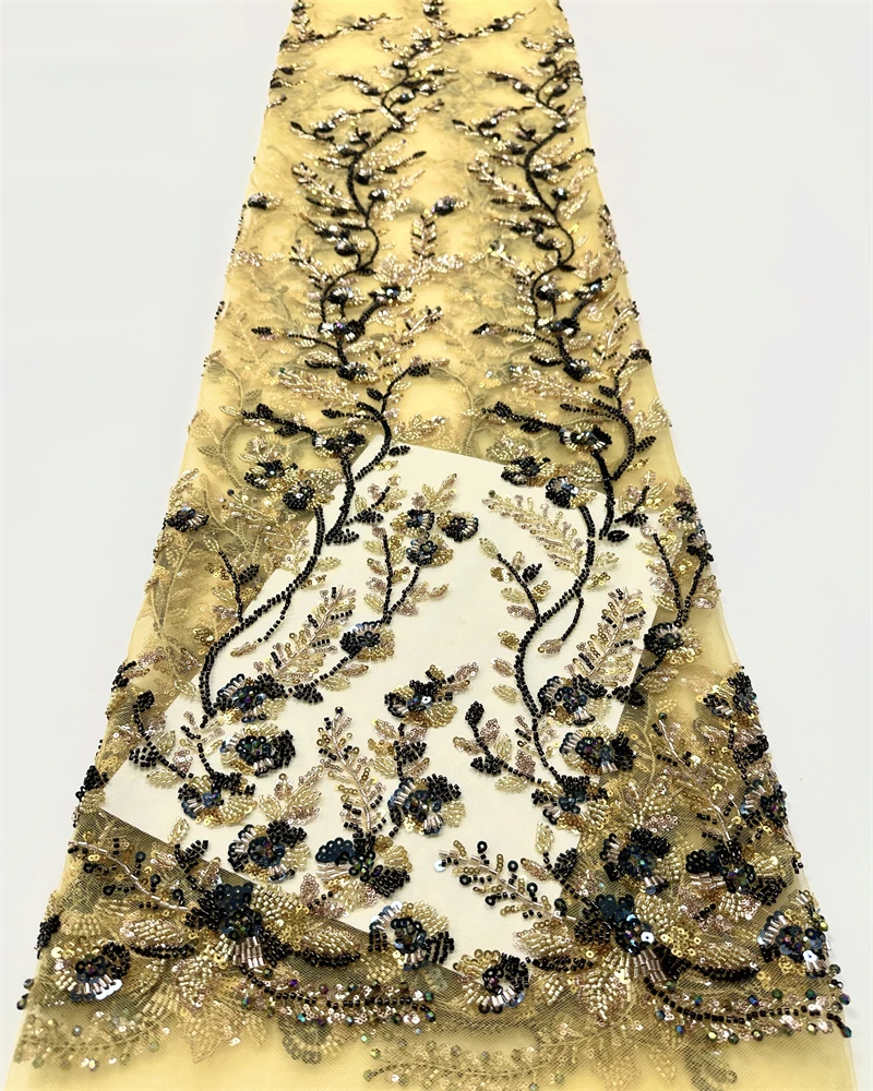 

Luxury African Sequins Beaded Lace Fabric 2025 High Quality Lace French Lace Fabric Nigerian Lace Fabrics Party