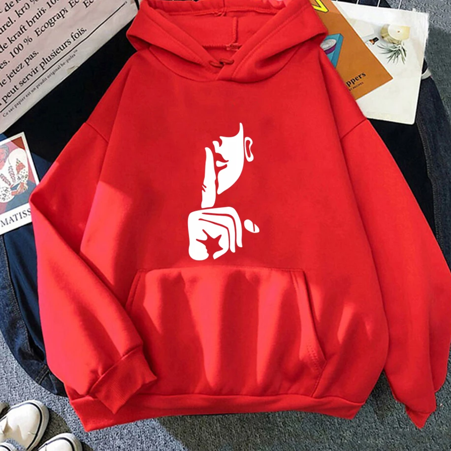 Gesture Design Shh Pattern Men Women Hoodie Street Fashion Breathable Creative Unisex Top Street Casual Oversized Loose Pullover