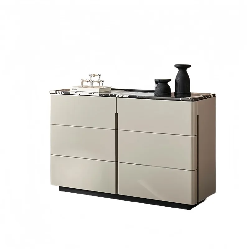 

Italian minimalist dining side cabinet light luxury natural marble high-end villa chest bedroom storage storage cabinet new