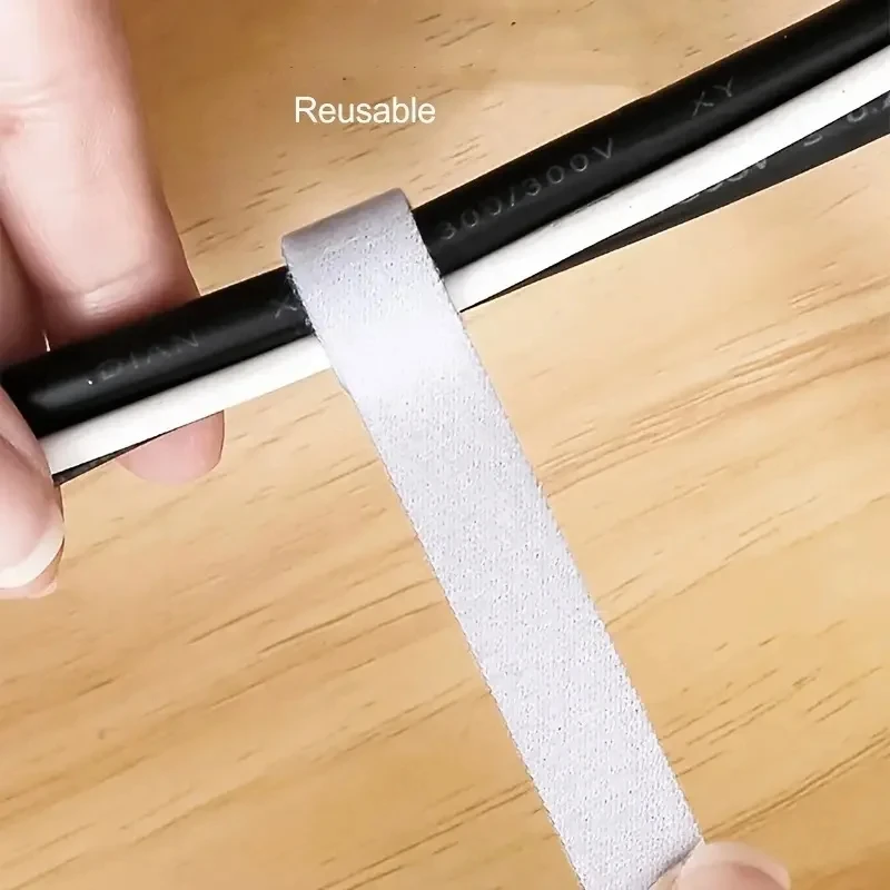 Taśma samoprzylepna 5m, pasek do kabli wielokrotnego użytku, opaski kablowe, akcesoria DIY