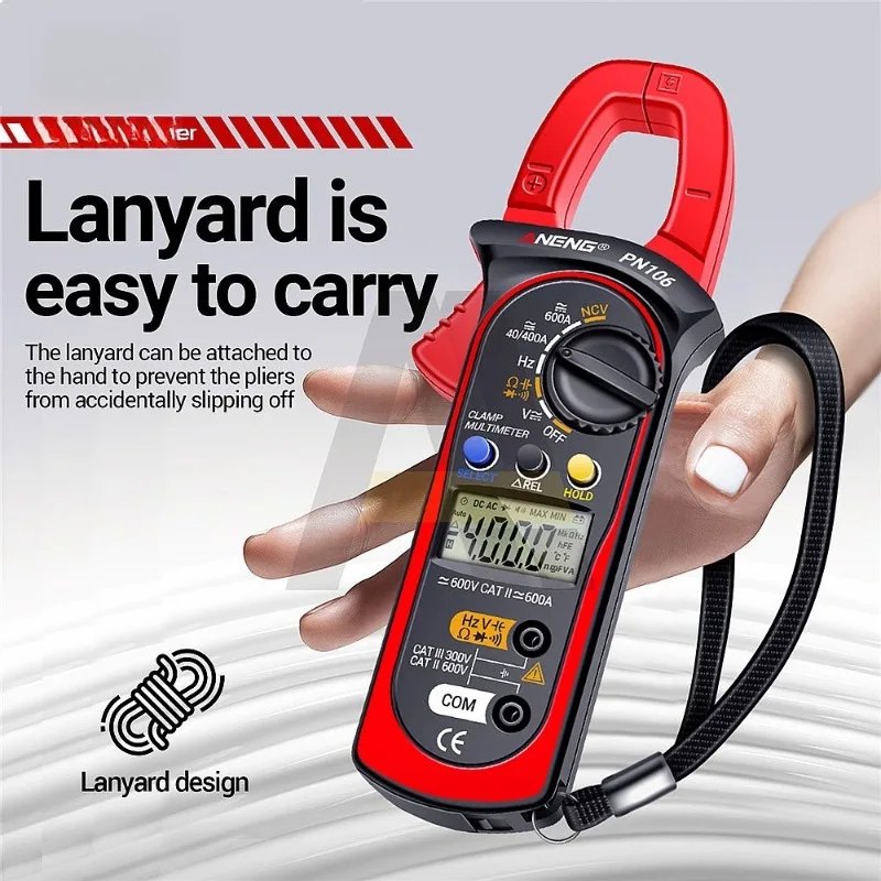 

ANENG PN106 Clamp Meter Digital Multimeter AC DC Current Voltage Tester 600A 4000 Counts