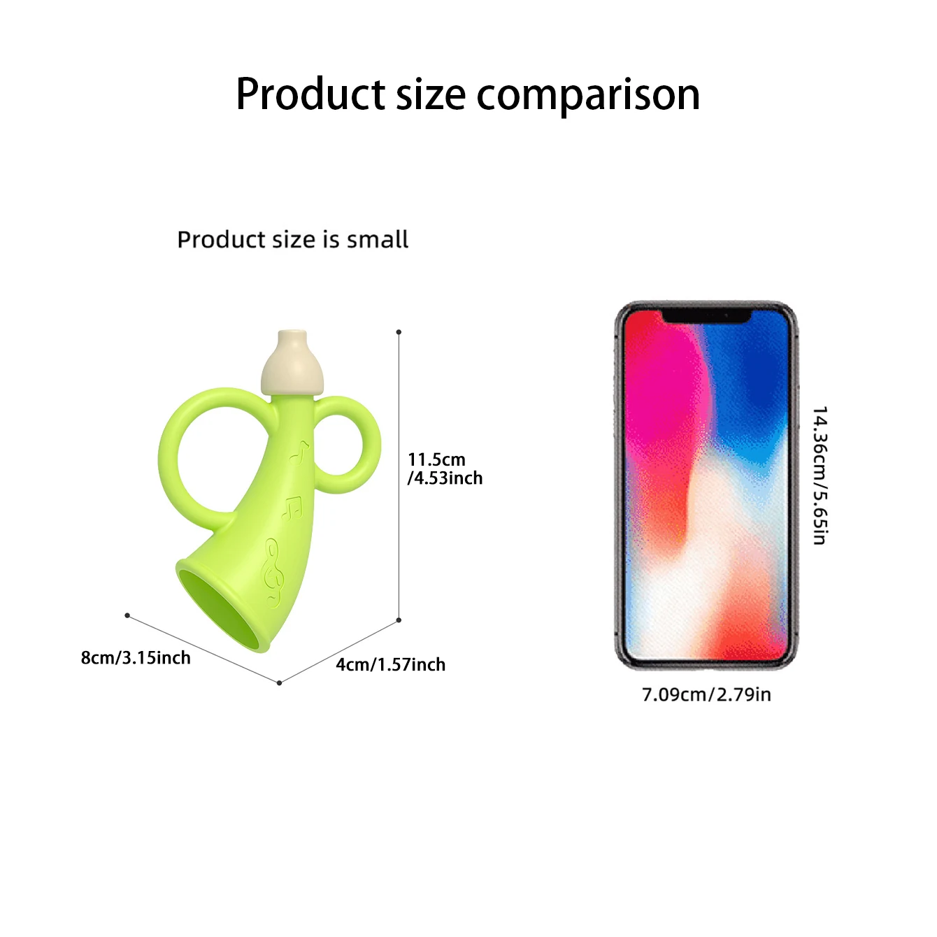 赤ちゃんのおもちゃのシリコン製小さなホーン - 吹いて噛むことができ、教育的な早期教育用の赤ちゃん用楽器です。