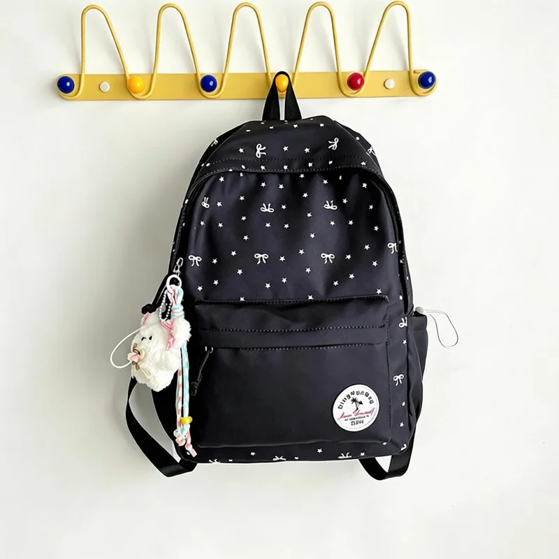

Stars Butterfly Pattern Lightweight Handbag Large Capacity Shoulder Bag Casual Student Backpack with Pendant Charm Cute Tote Bag