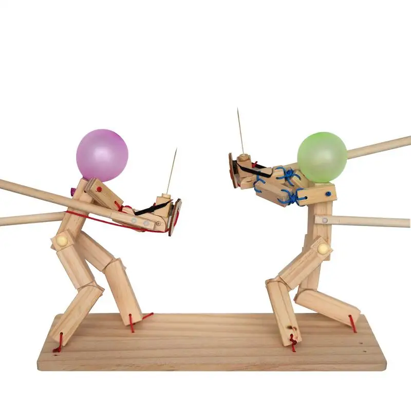 Man Battle Board Games 2-Player Handmade Wooden Fencing Puppets Balloon Exciting Board Games Includes 100 Balloons For Family