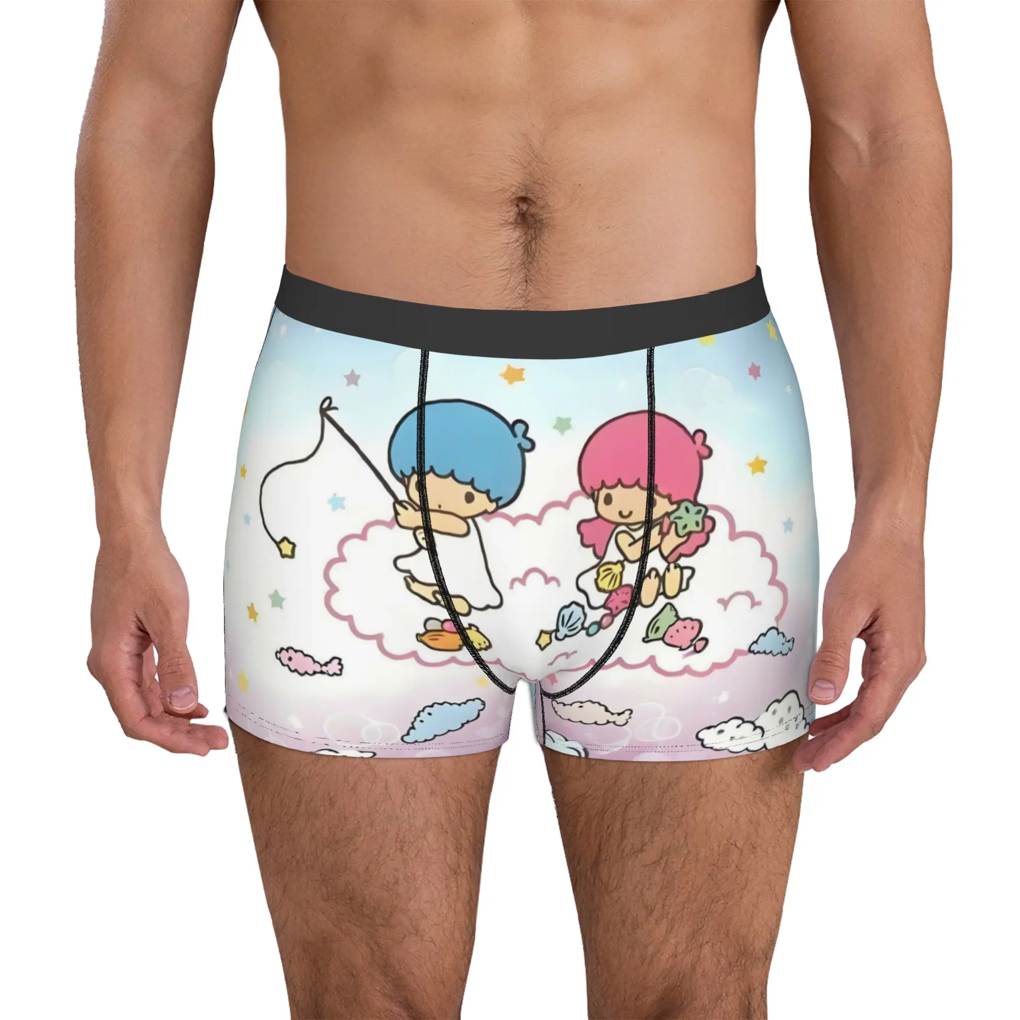 

Cartoon Little Twin Stars Boxer Shorts For Homme 3D Printed Kiki Lala Anime Cute Underwear Panties Briefs Breathable Underpants