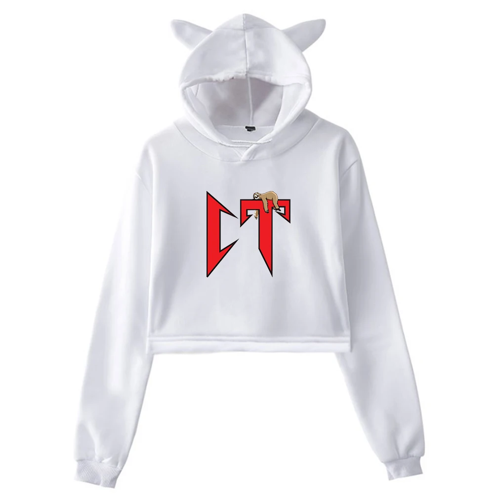 Natanael Cano Corridos Tumbados Merch CT Logo Cat Ears Hoodie Long Sleeve Sweatshirt Female Crop Top Women's Clothes