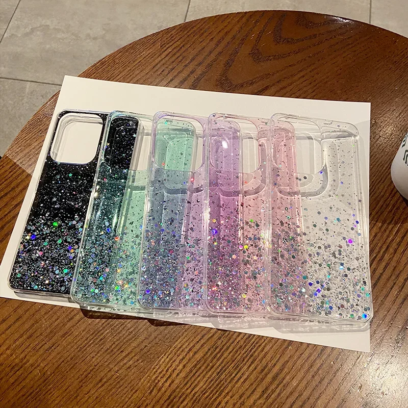 حافظة شفافة لهاتف OPPO Reno13F جليتر ستار ترتر شفاف رقيق للغاية من السيليكون الناعم غطاء خلفي Reno 12 F 13 Pro Plus + 13F Capa