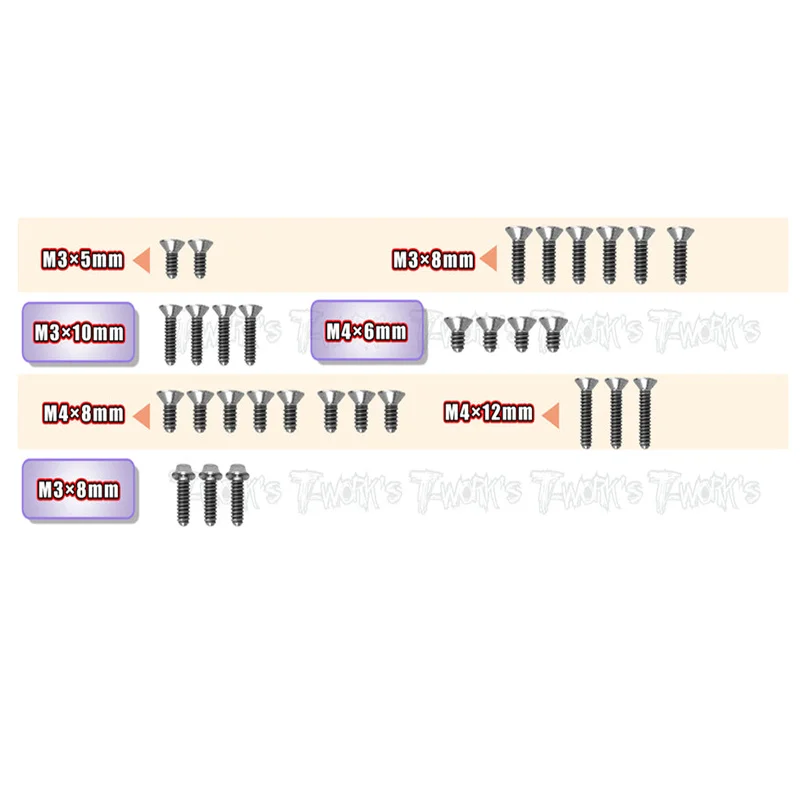 Original T works TSSU-RX8E'23-B 64 Titanium Screw set ( Bottom )30pcs.( For Xray RX8E 2023 )ssional Rc part