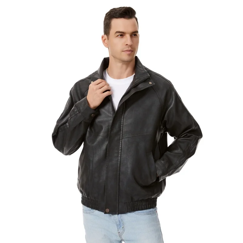 Black Faux Leather Outwear Male Pu Leather Mens Brand Coats Men Faux Leather Jacket male Motorcycle Men's Leather Jackets