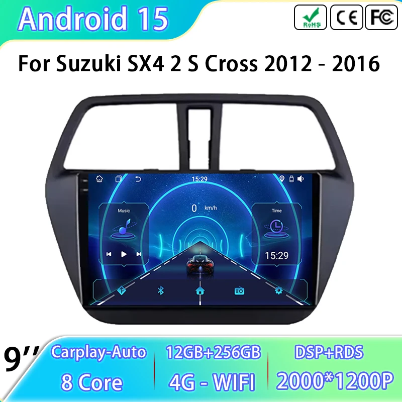 

GPS Navigation Head Unit For Suzuki SX4 2 S Cross 2012 - 2016 Car Radio Multimedia Video Player Stereo Android 15 WIFI No 2din