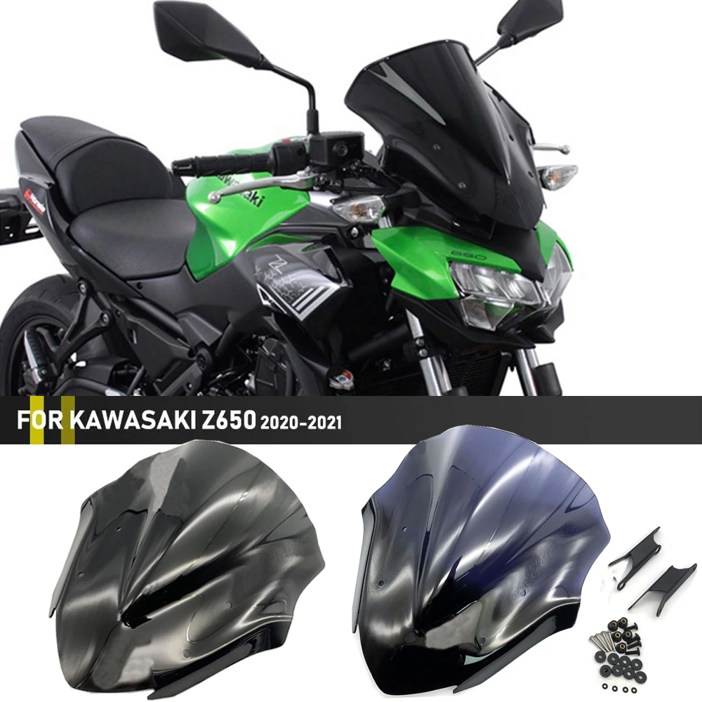 

Motorcycle Accessories Z650 Windscreen Sports Windshield Wind Deflectors For KAWASAKI Z 650 2020 2021 2022 Double Bubble Screen