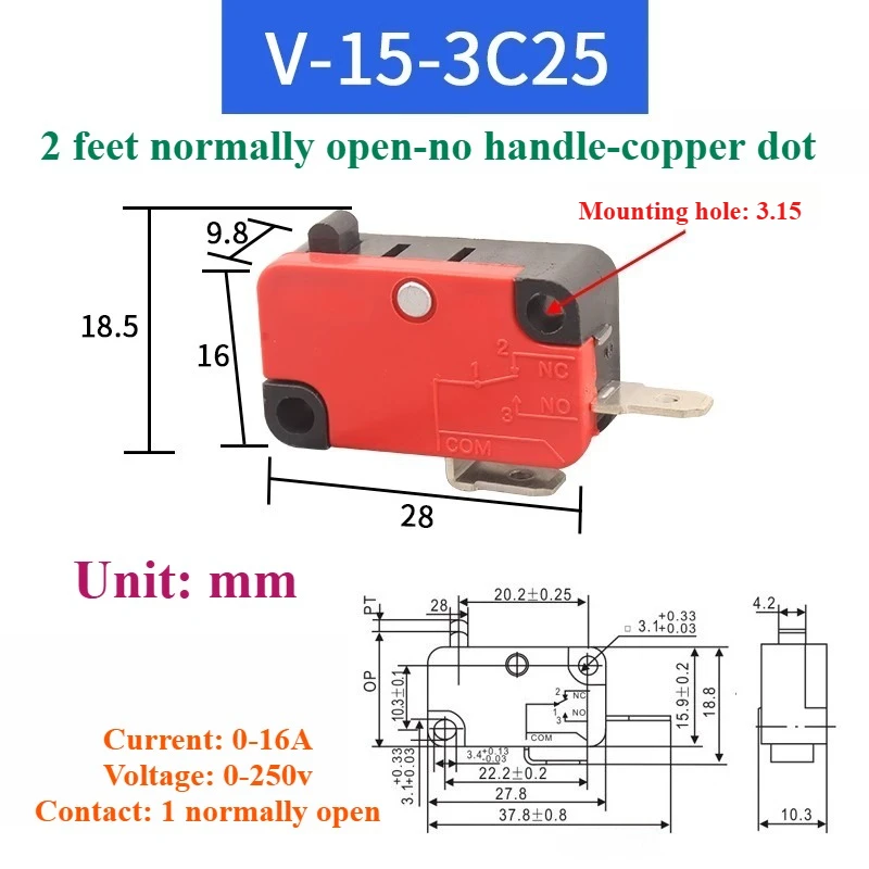 1 piece is suitable for small stroke limit switch, normally open V-15-2C25/normally closed V-15-3C25, switch bracket