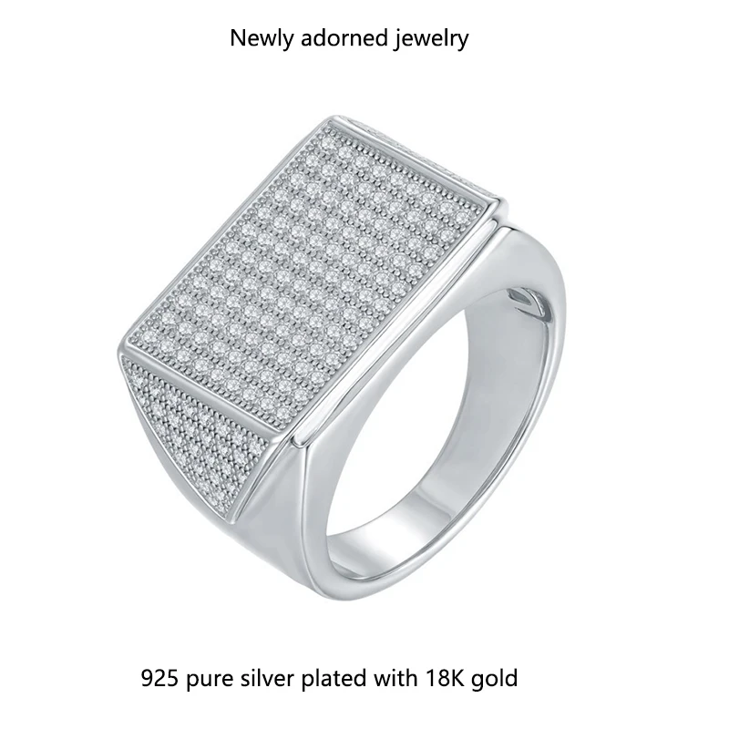 

Серебряное мужское кольцо S925, европейский и американский трансграничный бестселлер, лавичный комплект с муассанитом, оптовая продажа от производителя