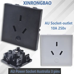 high quality AU Power Socket Australia 3 pins flat Type-I Electric Inlet 10A Embedded Snap in Connector Wall Socket For PDU UPS