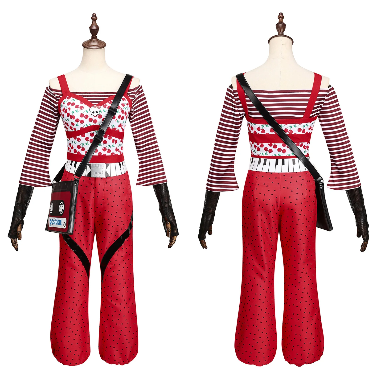 Disfraz de Monster Ghoulia Yelps para mujer, conjunto de uniforme rojo de Anime, Top con correa de cereza, traje de fiesta de Carnaval y Halloween