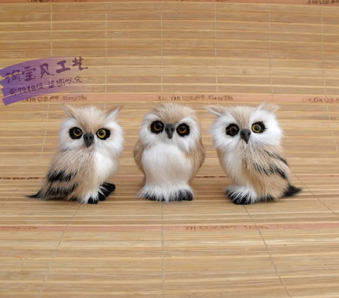 3 pieces a lot cute creative simulation owl toys polyethylene&fur owl dolls gift about 7cm 0922