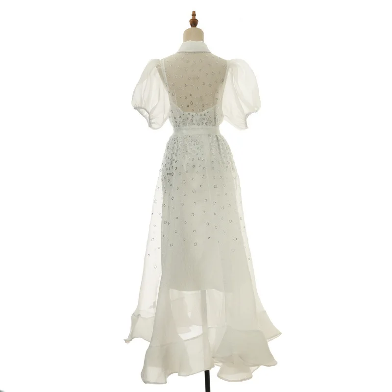 Ele Bubble Summer ort Sve Fro Damen-Dr. Par-Rock, hohe Taille, Samtstoff, Blumenverzierung, fünf Farben