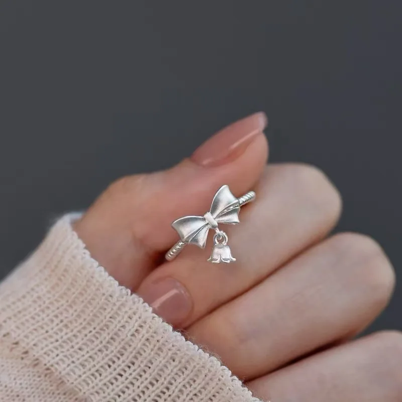 

925 Sterling Silver Bow Aesthetic Adjustable Rings For Women Engagement Luxury Fine Jewelry Wedding Jewellery Argent 925