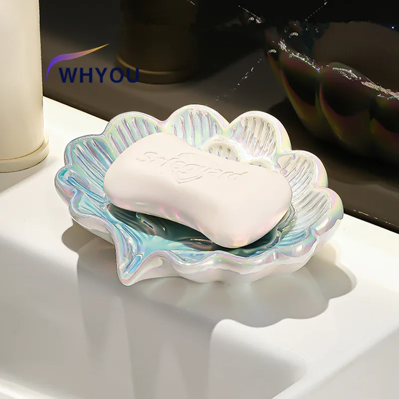 

WHYOU Ceramic Ginkgo Leaf Soap Dish Holder Drain Portable Home Bathroom Hotel Soap Box Tray Bathroom Accessories Crafts Gift