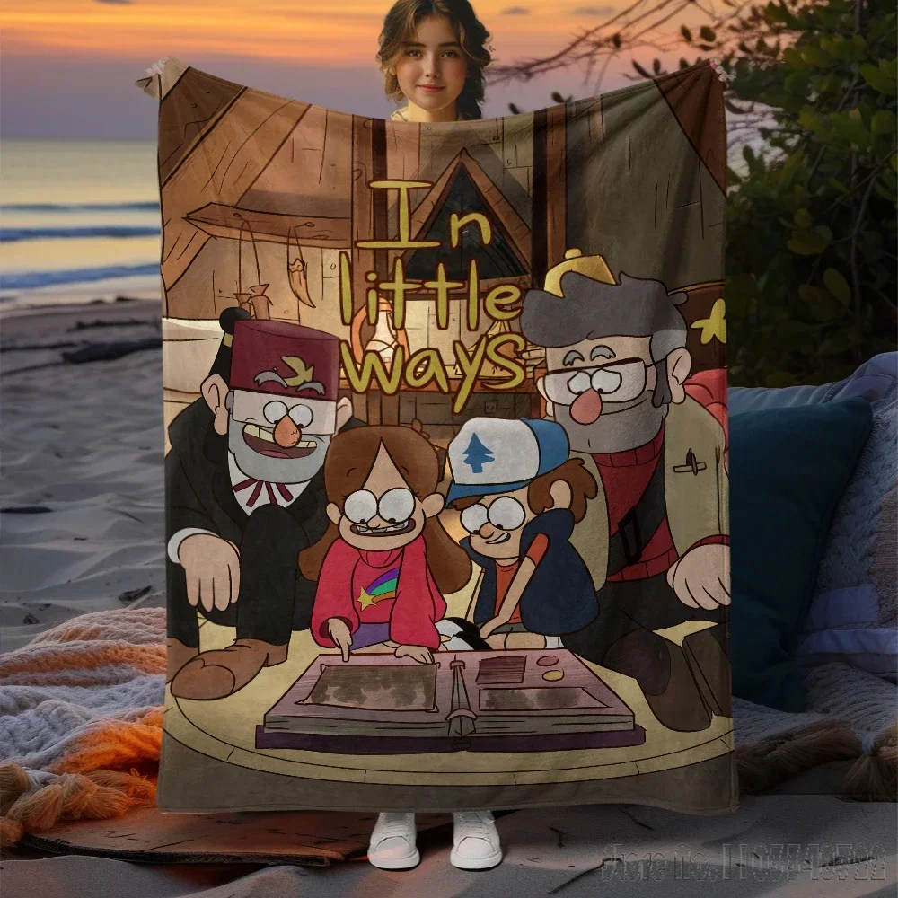 Film Gravity Falls Cartoon Home Cute Kids Blanket Throw for Bed Sofa Decor Fleece Nap Blankets Boys Girls Children Gift