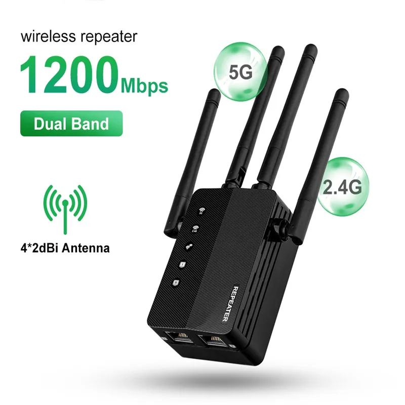 HIGI dual band wifi signal booster 1200mbps wifi extender 2.4GHZ/ 5GHZ wifi range repeater