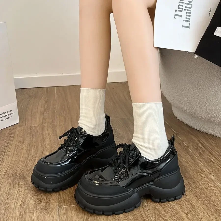 디자이너 혼합 색상 여성 운동화, PU 가죽 두꺼운 밑창 캐주얼 신발, 숙녀 플랫폼 로퍼, 자파토스 2024, 신상