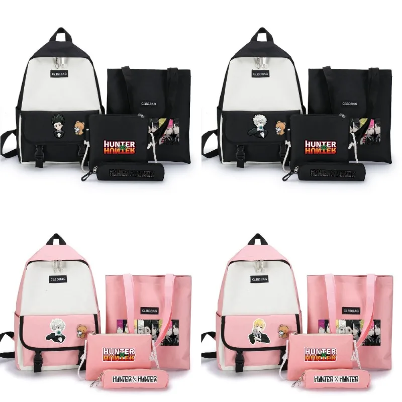 

4pcs/set Hunter X Hunter Anime Backpacks for Kids Large Capacity Student Schoolbags Shoulder Bags Pencil Cases Rucksack Mochila