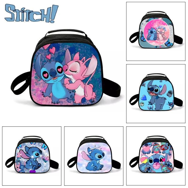 Disney Stitch Portable Lunch Bag Food Waterproof Thermal Box Office Cooler Lunchbox with Shoulder Strap Organizer Picnic Bag