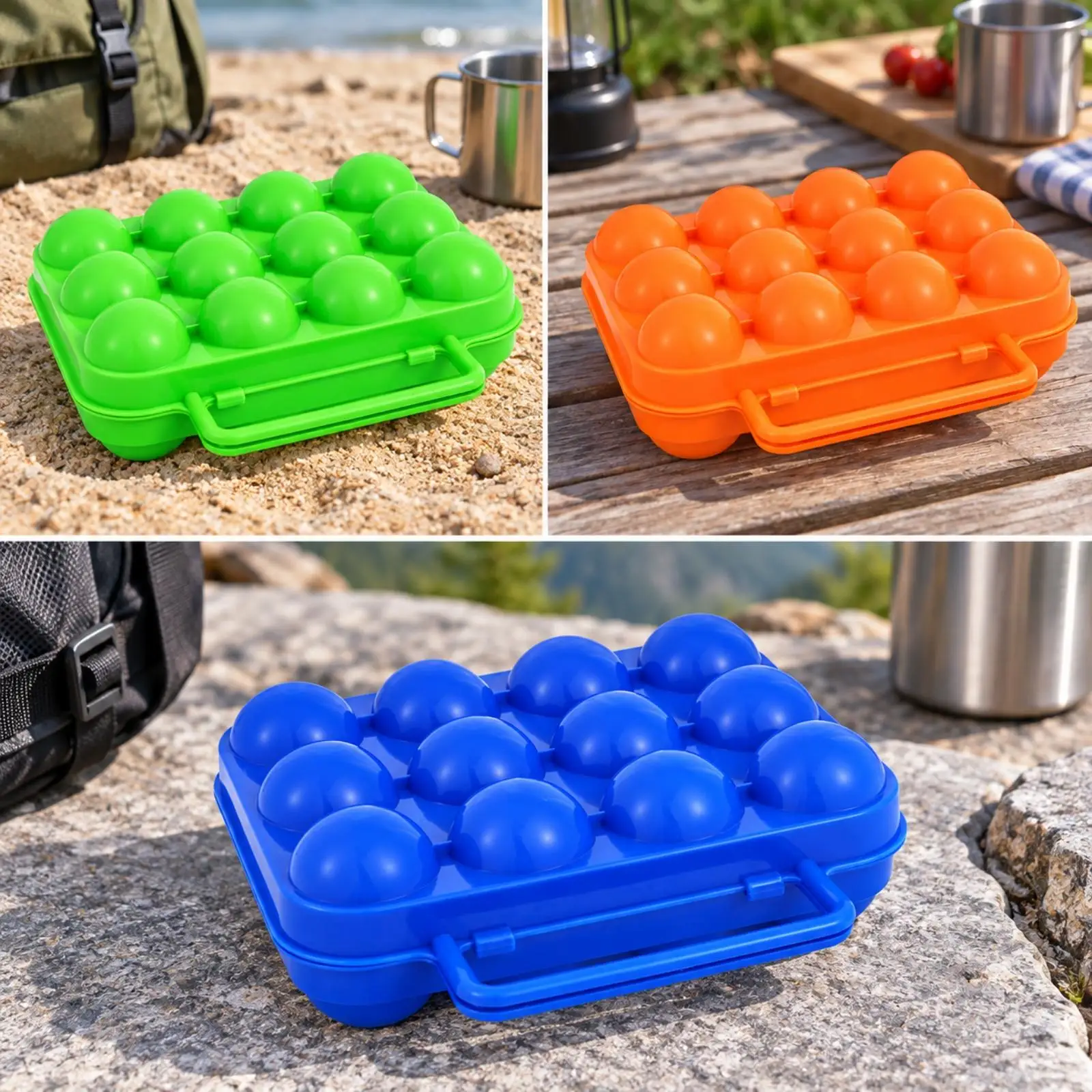 Portable Egg Protection Box Impact-Resistant Clamshell Egg Container with Individual Compartments Compact Long-Lasting