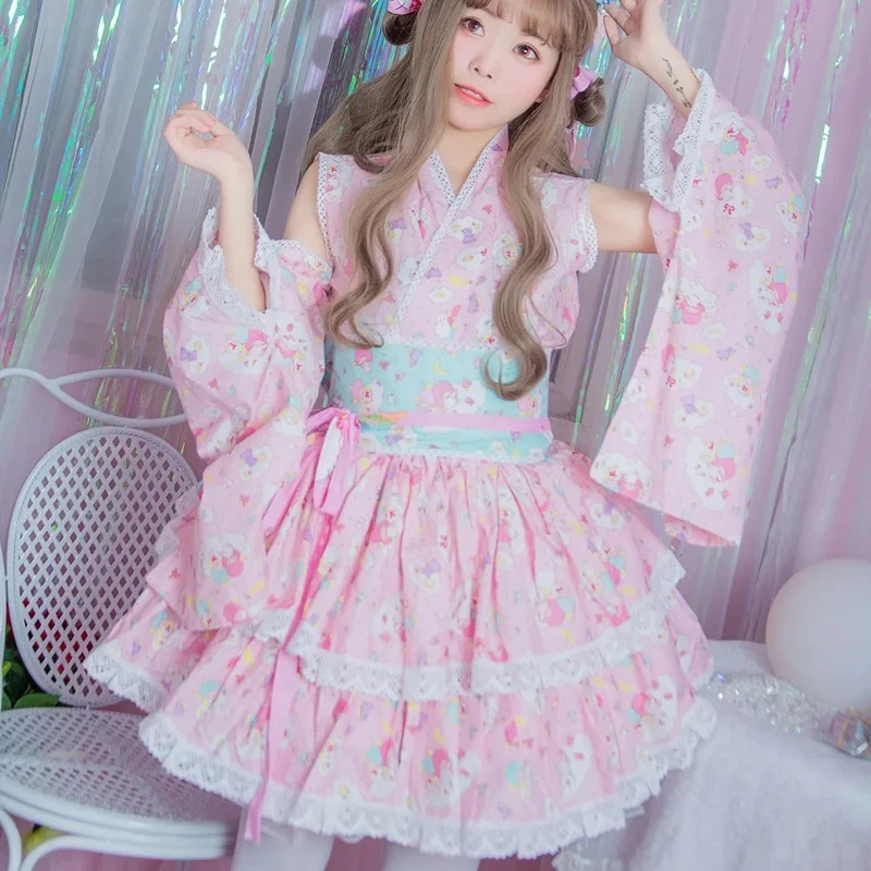 

Lolita Kimono Maid Tops Dress Uniform Outfit Anime Cosplay Costumes Harujuku Cosplay Female Lolita Dresses