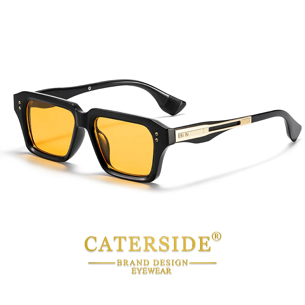 CATERSIDE Retro Quadratische Metall-Sonnenbrille für Männer, Modische Damen-Sonnenbrille, Outdoor-Reise-Fahrbrille, Dekorative Brille, UV400 – Detail 13