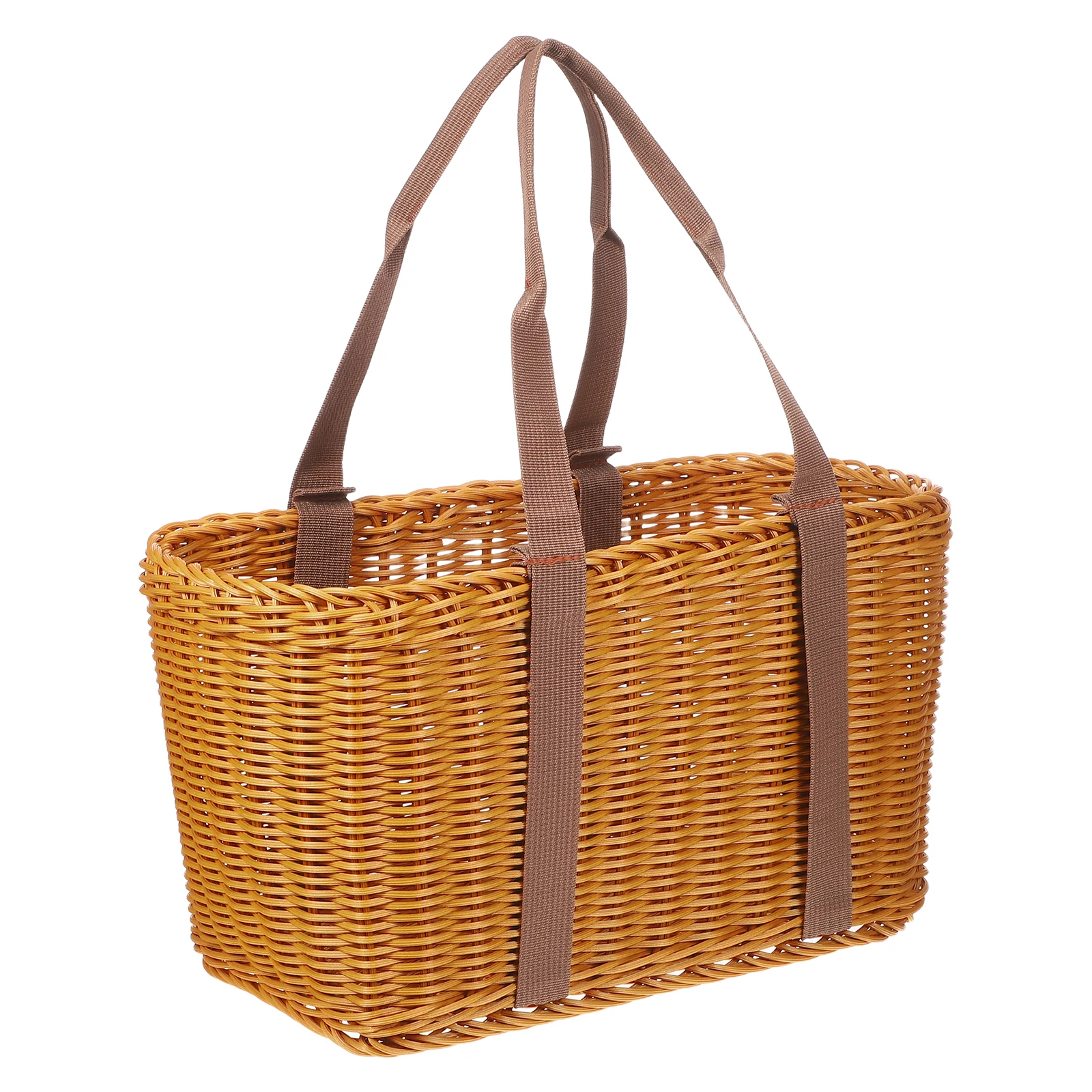 

Rattan Shopping Basket Hand Held Outdoor Storage Woven Baskets Handheld with Handle Rack Waste for Bedroom Picnic Container