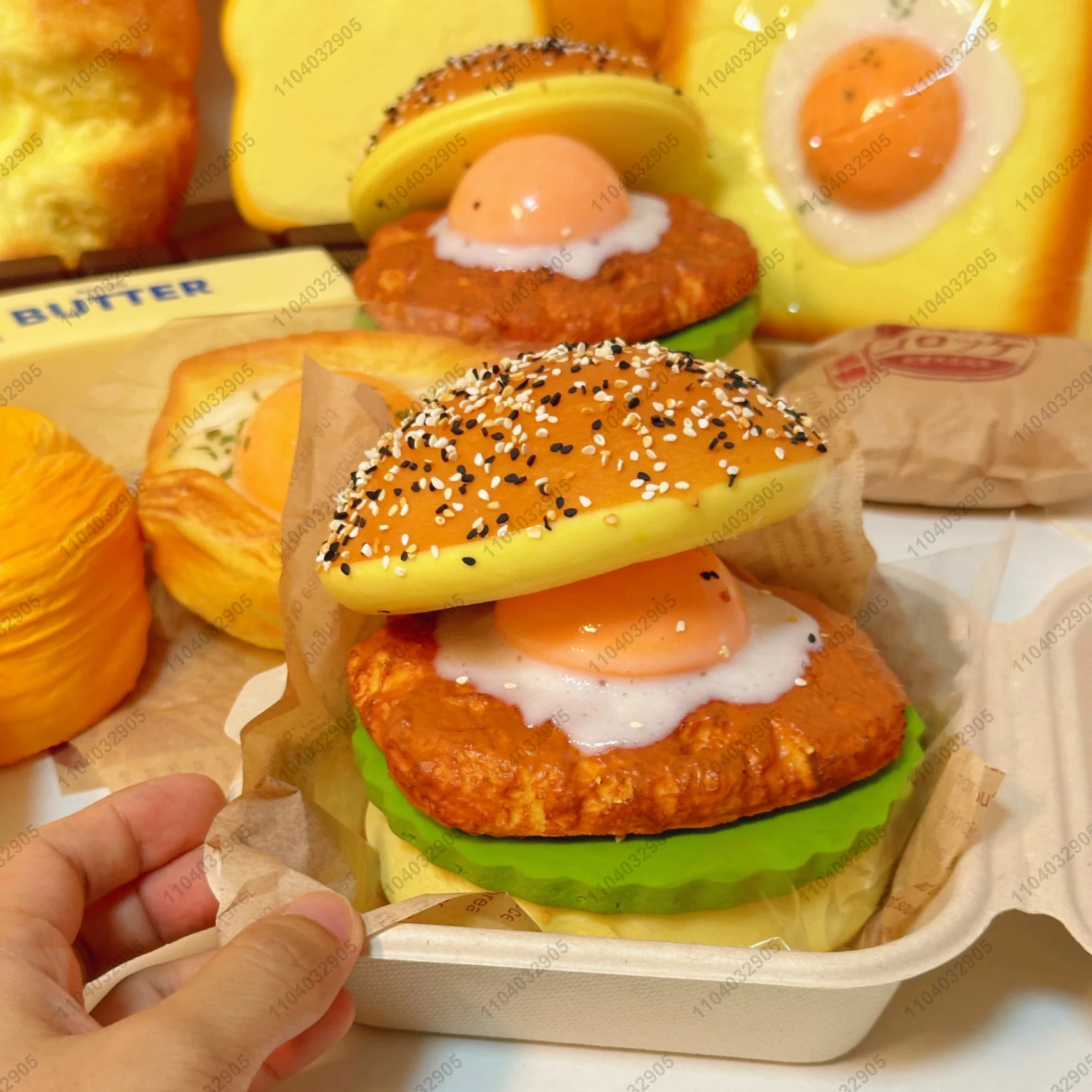 Big Burger Squishy Slow Rising Beef Hamburger Bread Squeeze Toy - Stress Release Hand Relax Toy Layered Slow Rebound view 5